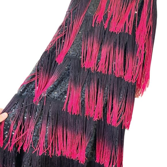 Weissman‎ Dancewear Fringe Red Sequin Dress Dance Costume Flapper Jazz Ombre 4/6 - Picture 5 of 8